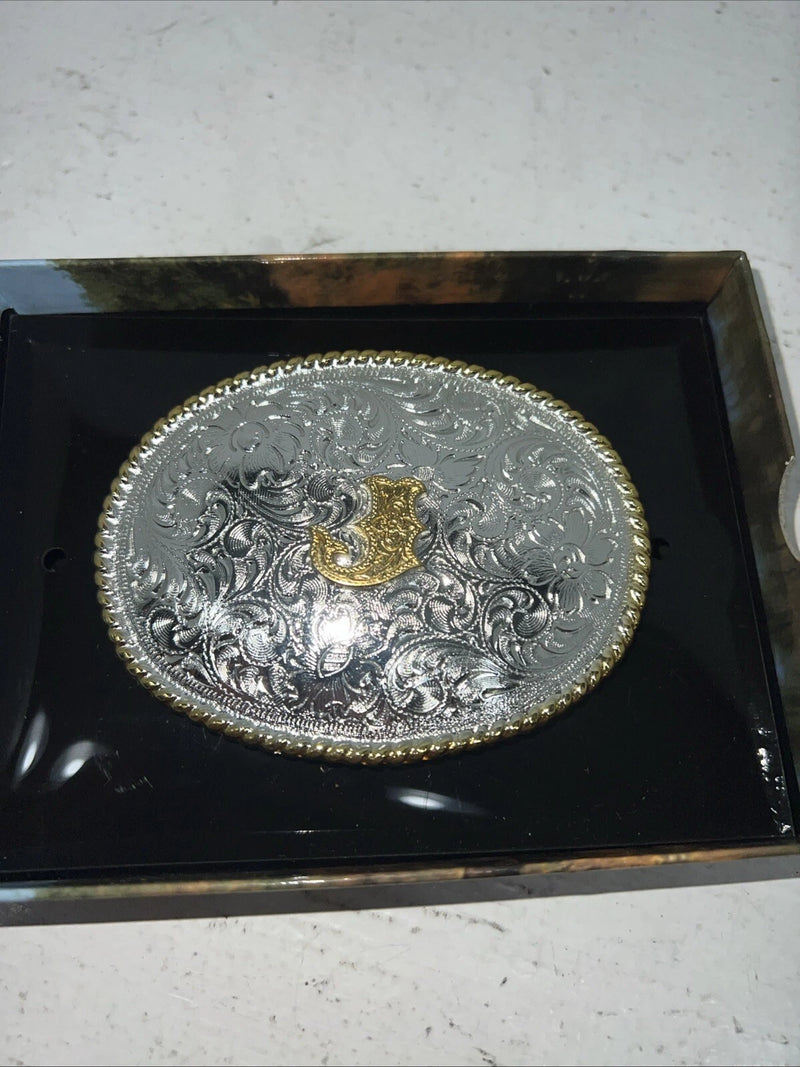 New Women’s Nocona Good Silver “J” Belt Buckle With Good Rim. A-115
