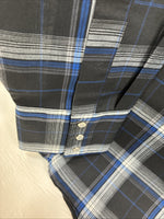 New Men’s ELY Cattleman Black Blue Flannel Long Sleeve Pearl Snap 4XL Tall E-88
