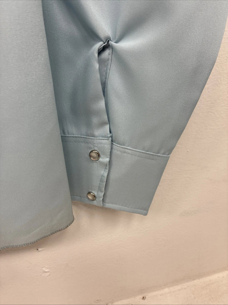 New Women’s Dickson Jenkins Blue Long Sleeve Pearl Snap Size 34 MM-101
