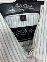 New Kids White Horse Gray Stripe Long Sleeve Pearl Snap Small DD-129