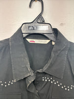 New Women’s Cumberland Black Gem Long Sleeve Pearl Snap 1XL GG-45