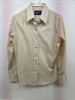 New Women’s Panhandle Slim Tan Stripe Long Sleeve Pearl Snap 16 XL DD-13 