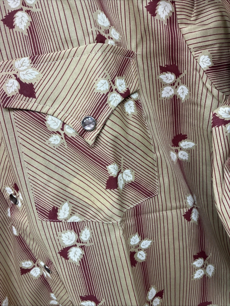 New Women’s ELY Plains Yellow Red Floral Long Sleeve Pearl Snap 16 X 33 II-9