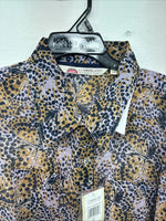 New Women’s Cumberland Purple Yellow Print Long Sleeve Pearl Snap 2XL GG-40