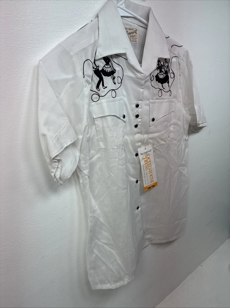 New Women’s Rockmount White Long Sleeve Pearl Snap Size 34 LL-20