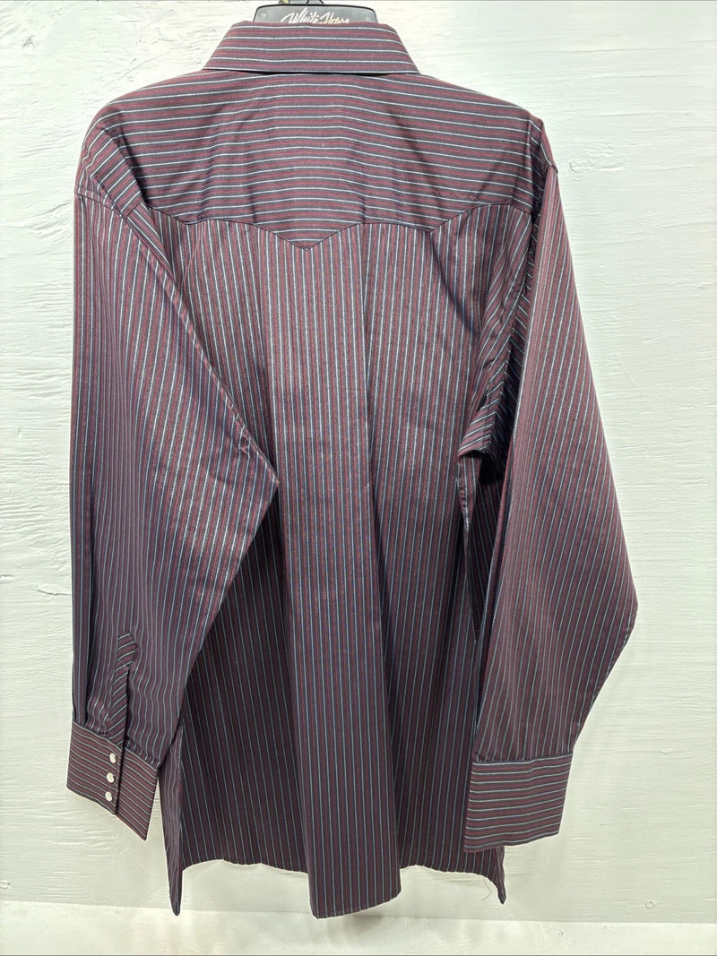 New Men’s White Horse Black Red Stripe Long Sleeve Pearl Snap XL H-77
