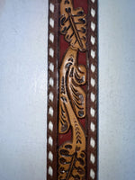 New Brown Genuine Leather Longhorn Tooled 32” Belt #82828 Z-93