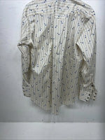 New Men’s White Floral HbarC Ranchwear Long Sleeve Pearl Snap Shirt 16x34 L S-32