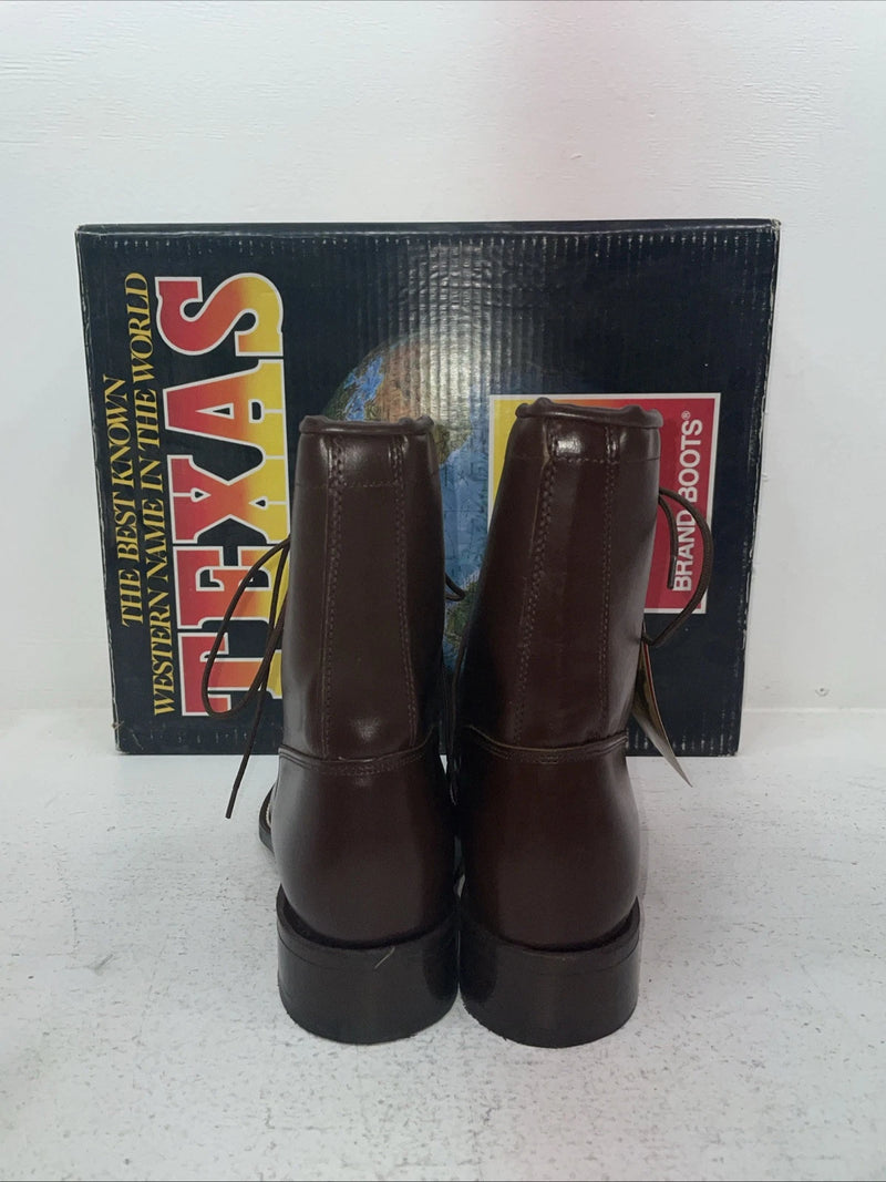 New Men’s Brown Lace Up Texas Brand Cowboy Boots. 8721 9.5 9 1/2 D. 5-44