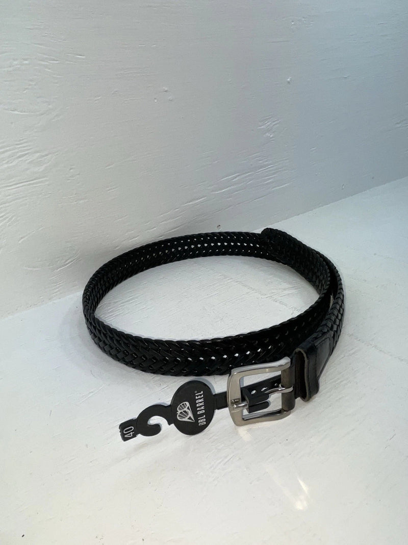 New Black Genuine Leather DBL Barrel Braided 40” Belt #N1311777 JJ-85