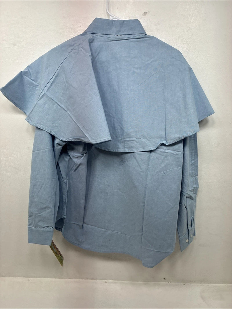 New Women’s Cricket Creek Blue Long Sleeve Button Up Medium MM-78