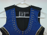New Women’s Blue Bling Valencia Sleeveless Zip Up Shirt L #05223 3B-59