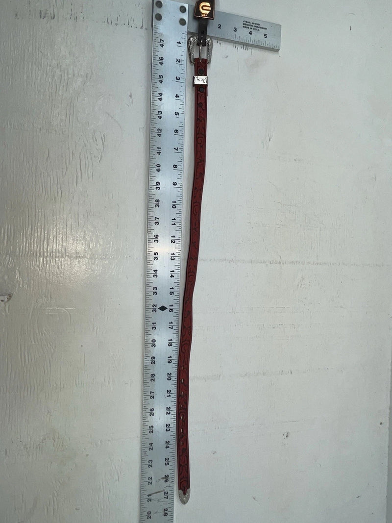 New Red Genuine Leather Chambers Tooled 20” Belt #WY347 NN-52