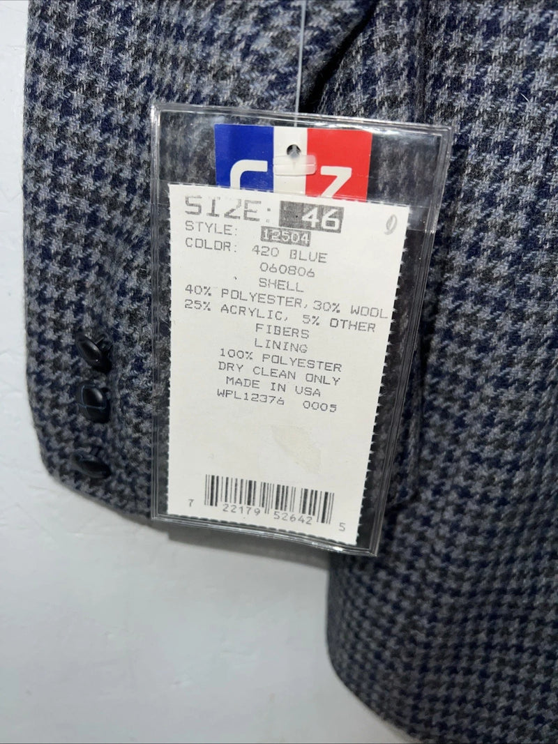 New Men’s Pioneer Wear Blue Plaid Suit Jacket 46 #12504 T-603