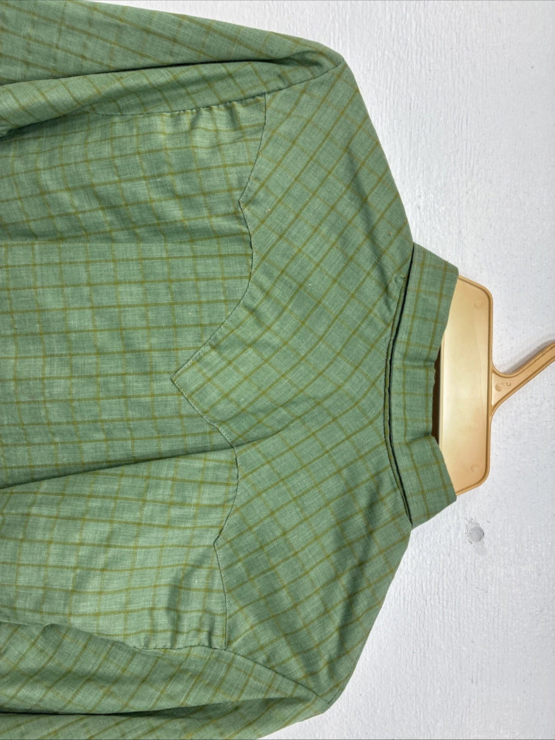 New Men’s Panhandle Slim Green Plaid Long Sleeve Pearl Snap Size 12 KK-61