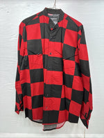 New Men’s GunSmoke Black Red Checkered Long Sleeve Button Up Medium K-46
