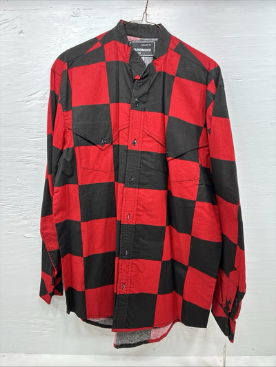 New Men’s GunSmoke Black Red Checkered Long Sleeve Button Up Medium K-46
