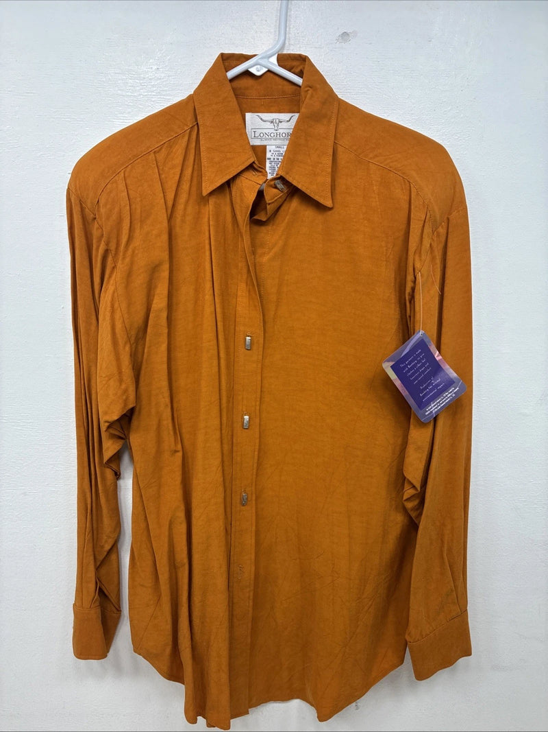 New Women’s Longhorn Orange Long Sleeve Button Up Size Small YY-49