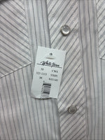 New Kids White Horse Gray Stripe Long Sleeve Pearl Snap Medium DD-54