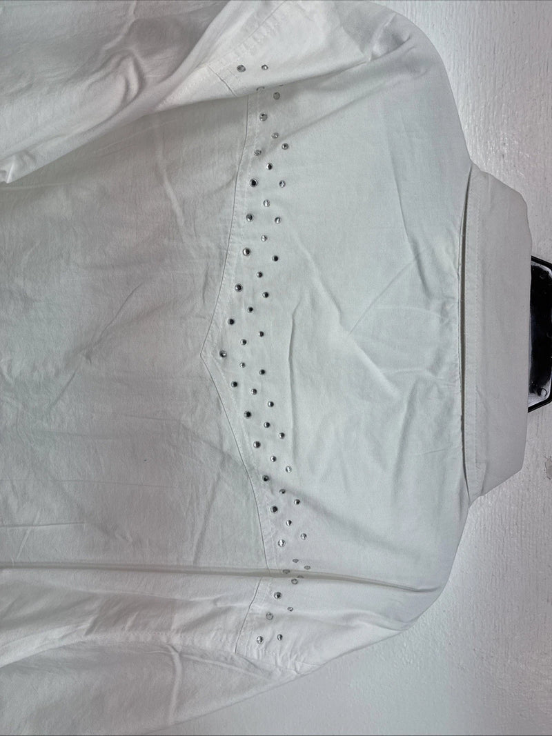 New Women’s Cumberland White Gem Long Sleeve Pearl Snap 3X MM-9