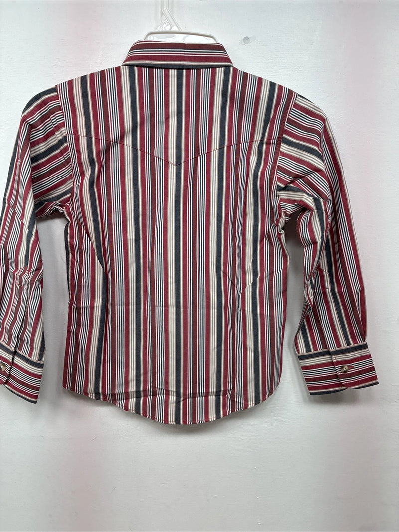 New Kids ELY Classic Red Stripe Long Sleeve Pearl Snap Small DD-138