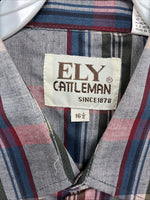 New Men’s ELY Cattleman Multicolor Plaid Short Sleeve Pearl Snap 16.5 Large Q-30