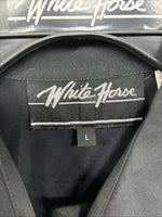 New Women’s White Horse Black Design Long Sleeve Pearl Snap Large KK-114