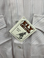 New Men’s ELY Cattleman Off White Long Sleeve Pearl Snap 15 X 34 Medium E-46