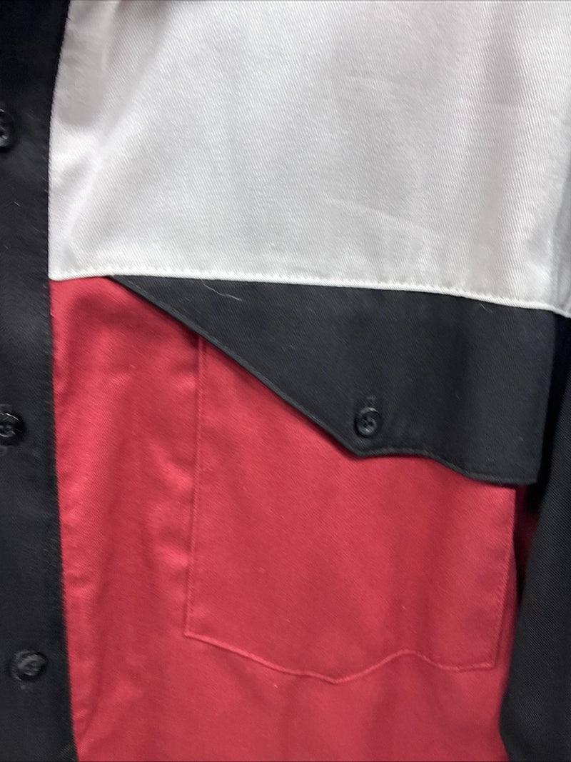 New Men’s Cowboy Threads Black Red White Long Sleeve Button Up Medium O-60