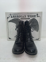 New Men’s Black Lace Up American West Cowboy Boots. 5991 8.5 8 1/2 D. 3-99