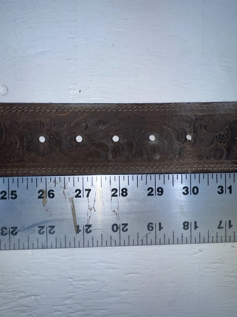 New Brown Genuine Leather Tooled 28” Belt #25000 JJ-107