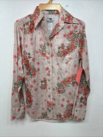 New Women’s Dickson Jenkins Pink Floral Long Sleeve Pearl Snap Size 32 MM-56