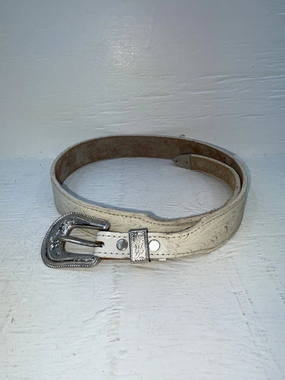 New White Genuine Leather Acme Tooled 28” Belt #5022 JJ-157