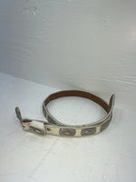 New White Genuine Leather Wrangler Silver Pendent 28” Belt #4641 JJ-38