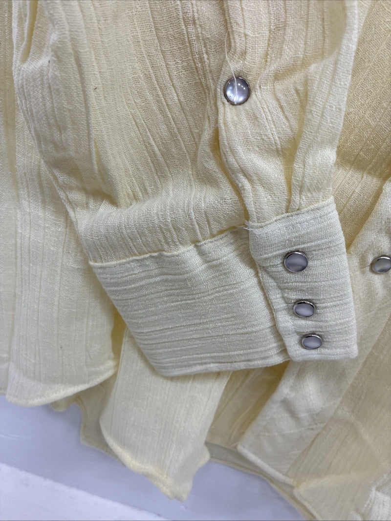 New Men’s Stockman Yellow Long Sleeve Pearl Snap 16 X 34 Large CC-18