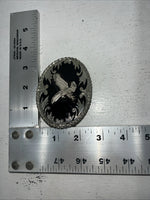 New Men Black Silver Oval Bird Belt Buckle. F-8