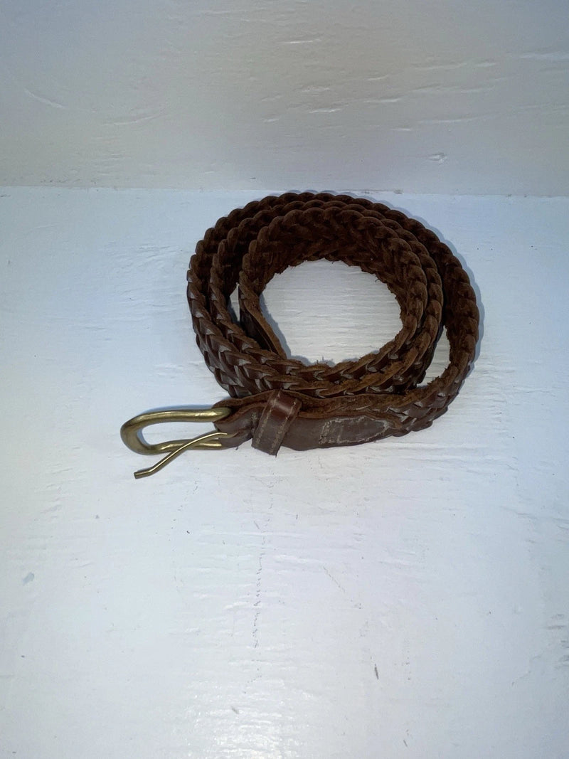 New Brown Genuine Leather Braided 34” Belt Z-129