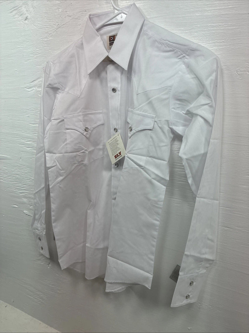 New Kids ELY Classic White Long Sleeve Pearl Snap Size 14 CC-118