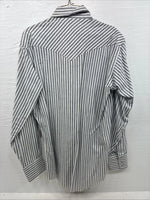 New Men’s Champion Western Gray Stripe Long Sleeve Pearl Snap 16 Large V-110
