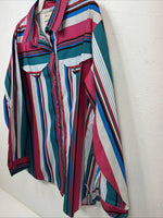New Womens Button Up Long Sleeve Pink Maria O Design Show Shirt 1X #1187 UU-4
