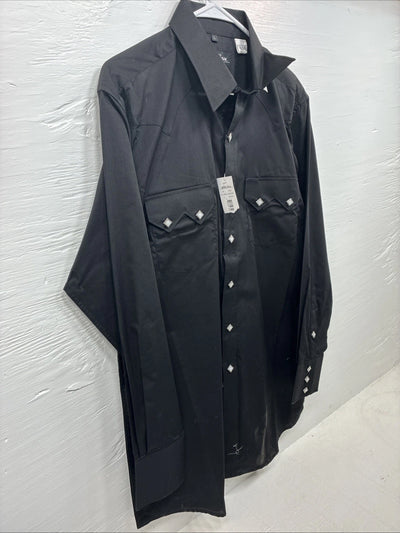 New Men’s White Horse Black Long Sleeve Pearl Snap Large AA-59