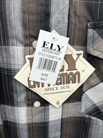 New Men’s ELY Cattleman Brown Flannel Long Sleeve Pearl Snap 2XL F-92