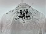 New Women’s Rockmount White Designed Short Sleeve Pearl Snap Size 32 LL-75