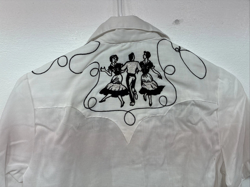 New Women’s Rockmount White Designed Short Sleeve Pearl Snap Size 32 LL-75