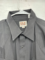 New Men’s ELY Cattleman Black Simple Long Sleeve Pearl Snap 17.5 X 35 XL J-29