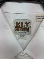 New Men’s ELY Cattleman White Long Sleeve Pearl Snap 16.5 X 34 Large AA-39