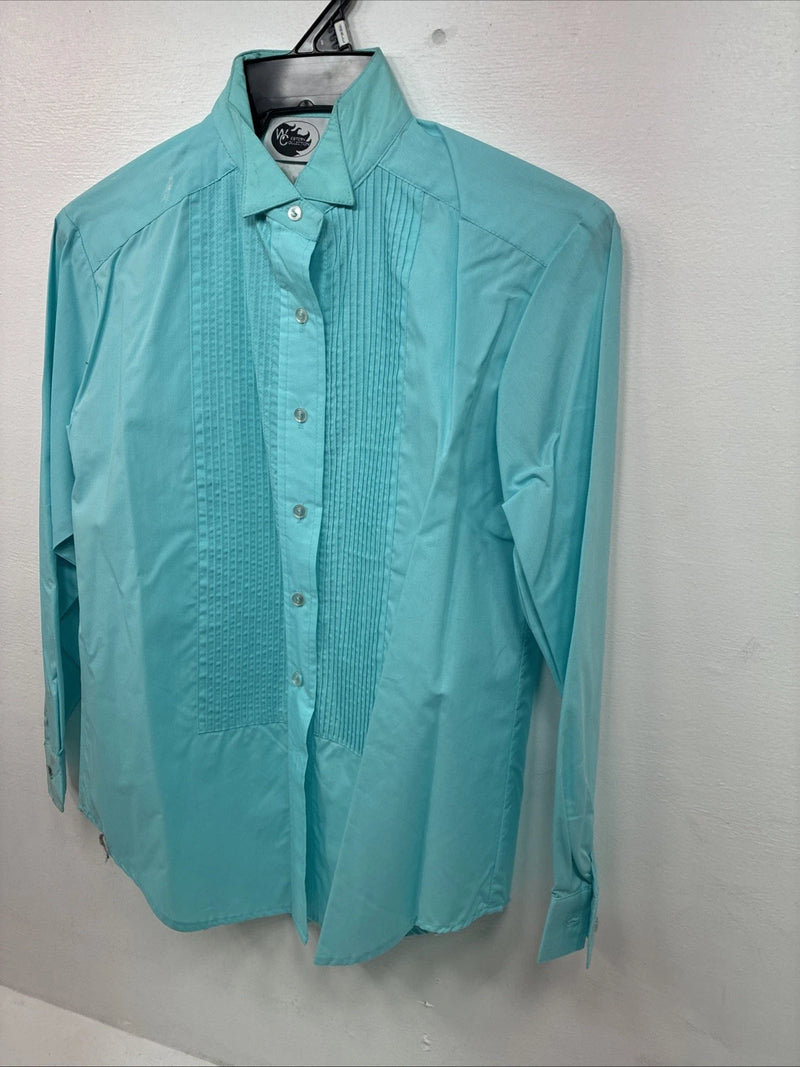 New WC Teal Long Sleeve Button Up English Shirt Size 8 DD-69