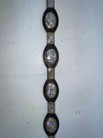 New Black Genuine Leather Double S Silver Pendent 28” Belt #3508501 JJ-49