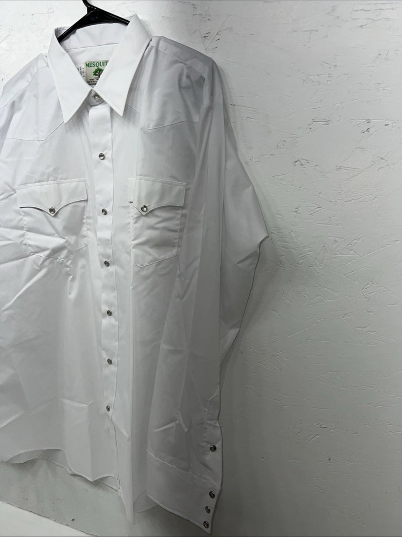 New Men’s White Mesquite Long Sleeve Pearl Snap Shirt. 17.5x37 XL S-5