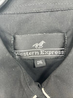 New Women’s Western Express Black Design Long Sleeve Pearl Snap 2XL GG-15